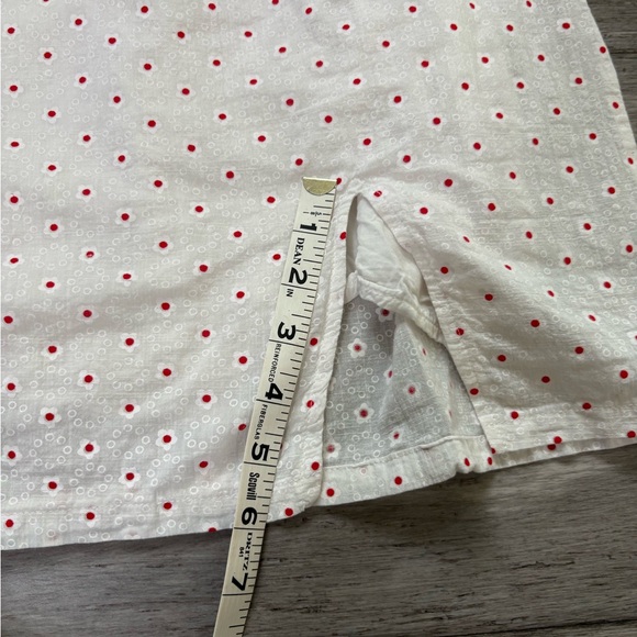 Princess Polly Nellie White Red Polka Dot Eyelet Mini Dress Slit - Picture 6 of 9